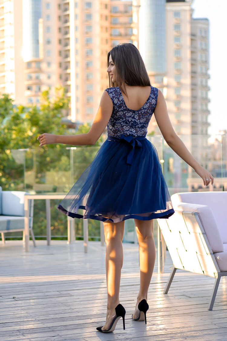 Коктейльное платье 9128e Синий