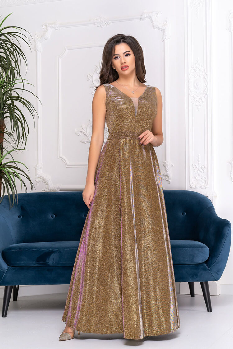 Вечернее платье 8135e Золото/фрезовый
