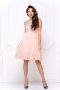 Коктейльное платье 20032e Розовый