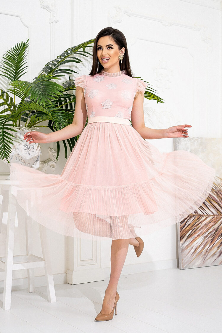 Коктейльное платье 21039 Розовый