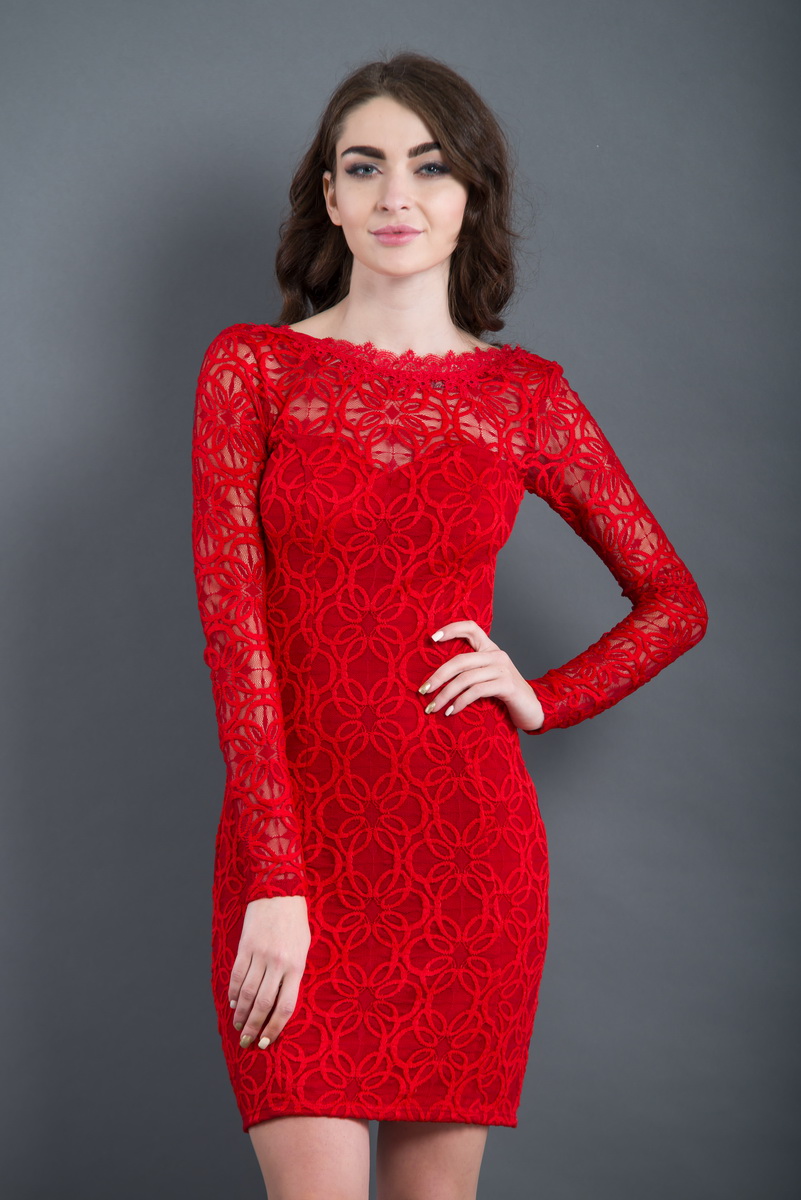 Коктейльное платье 7249e Красный