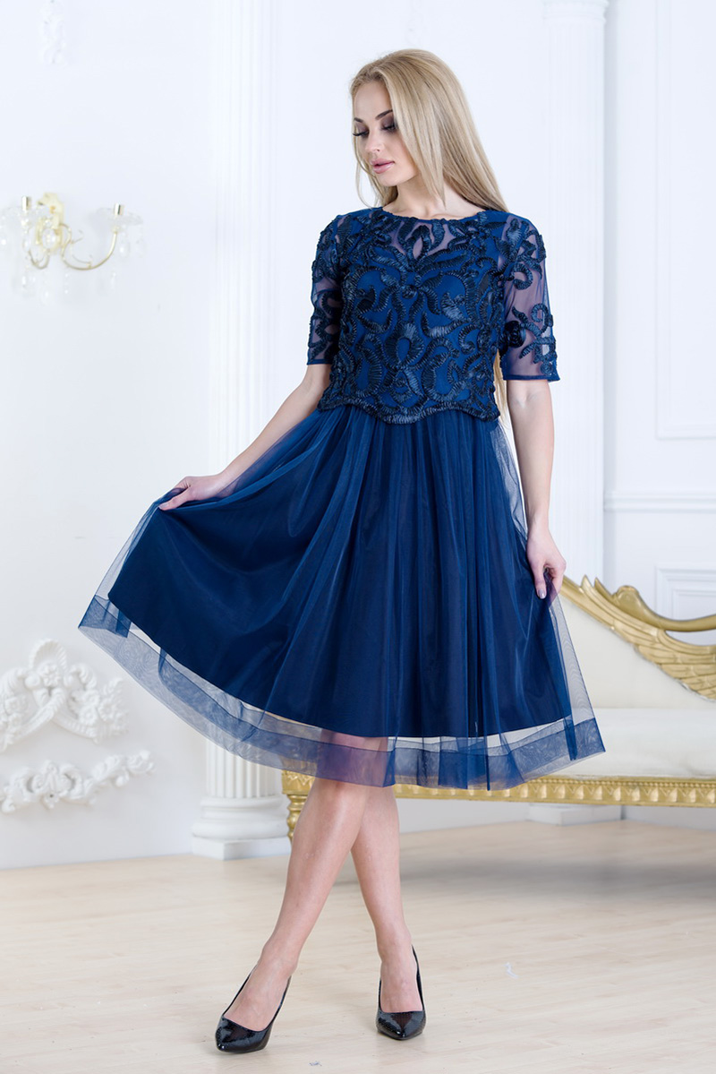 Коктейльное платье 7270e Синий