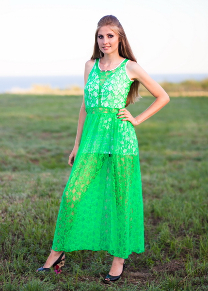 Повседневное платье 3201e Зелёный