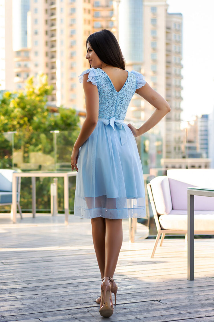 Коктейльное платье 9106e Голубой