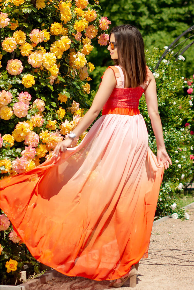 Коктейльное платье 5052e Оранжевый