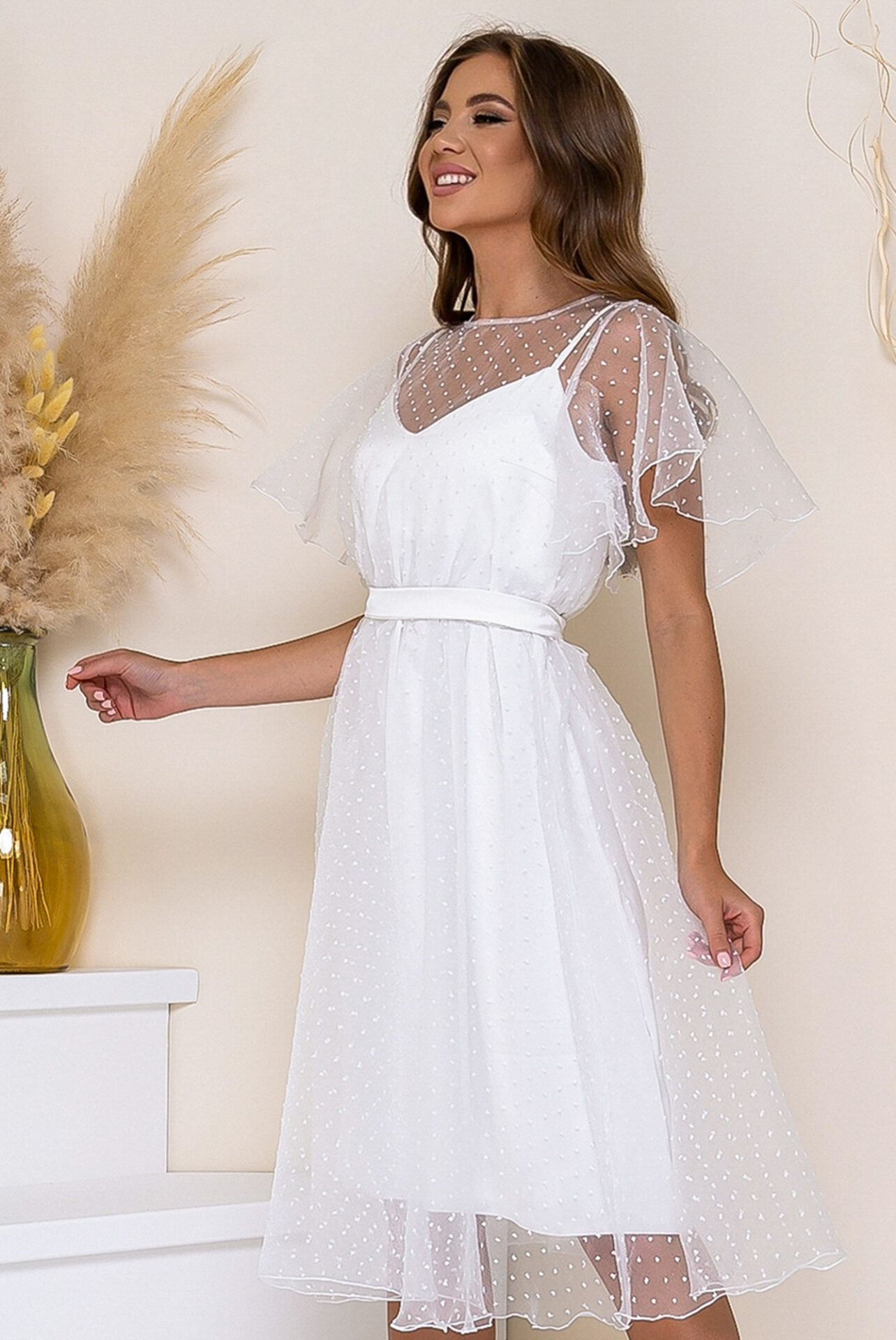 Коктейльное платье 21101 Белый