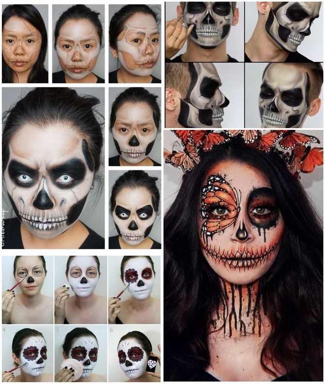 Макияж скелета на Хэллоуин 2024: ТОП лучших образов поэтапно своими руками с фото