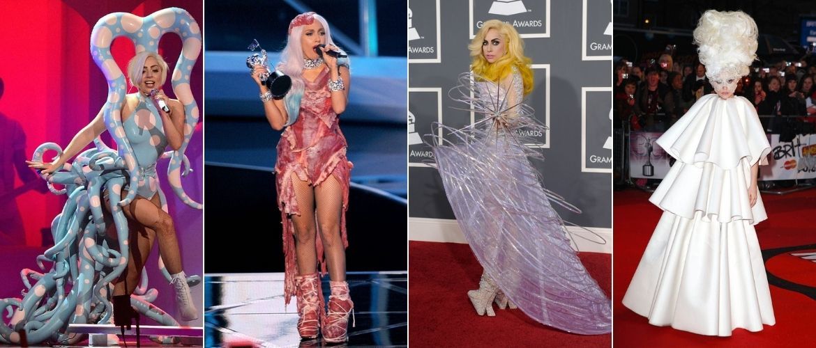Самые шокирующие наряды певицы Леди Гага