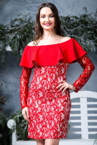Коктейльное платье 6283e Красный