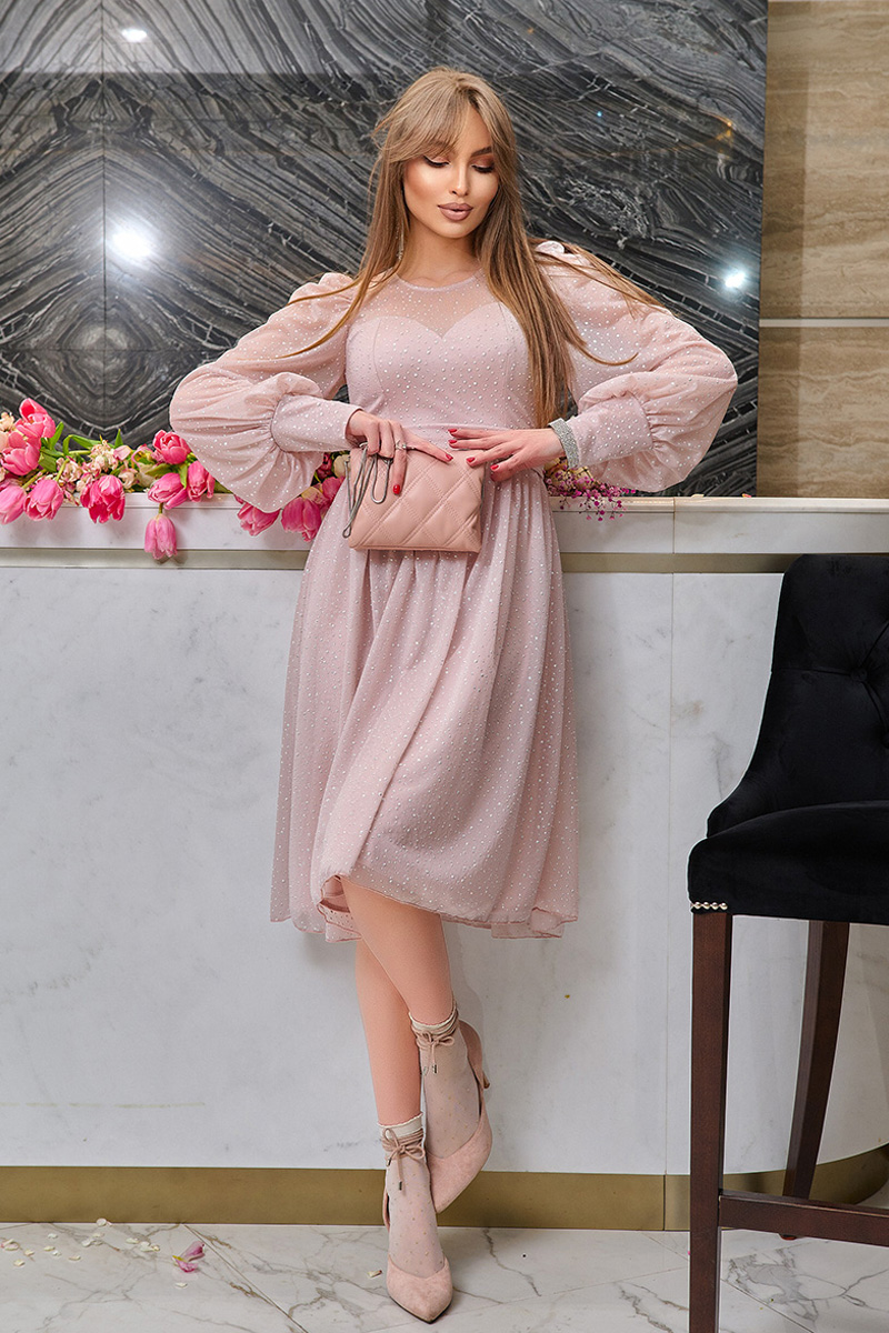 Коктейльное платье 23010 Розовый