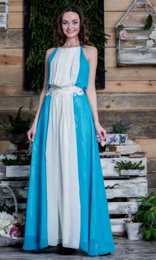 Літня Сукня Шифон Атлас 5066 Блакитна