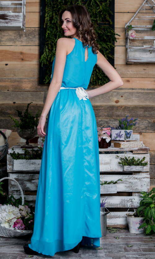 Літня Сукня Шифон Атлас 5066 Блакитна