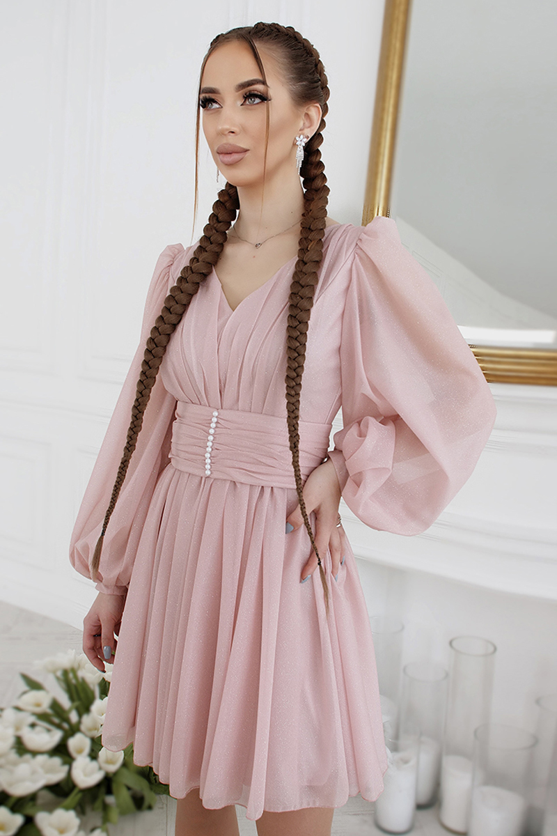 Коктейльное платье 23013 Розовый