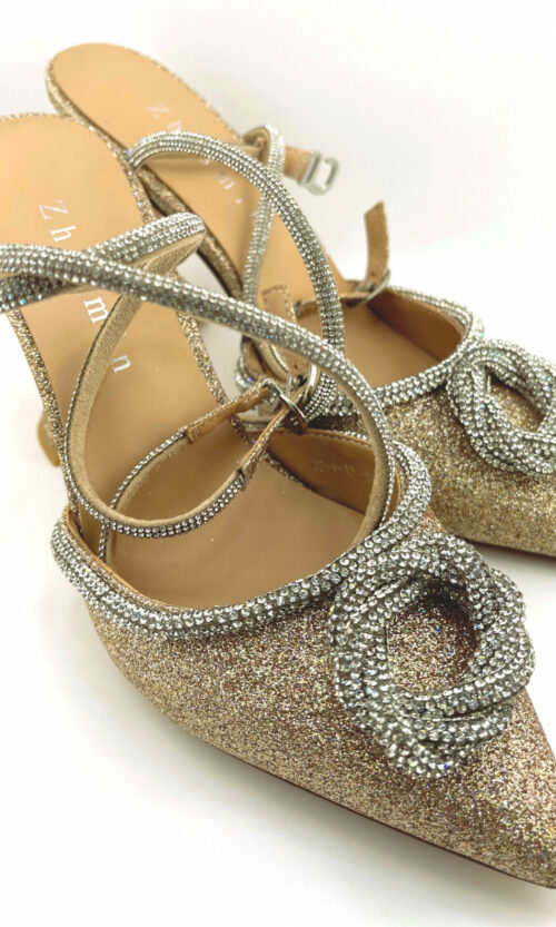 Золотые Туфли Каблук "Золотой Блеск" 23601