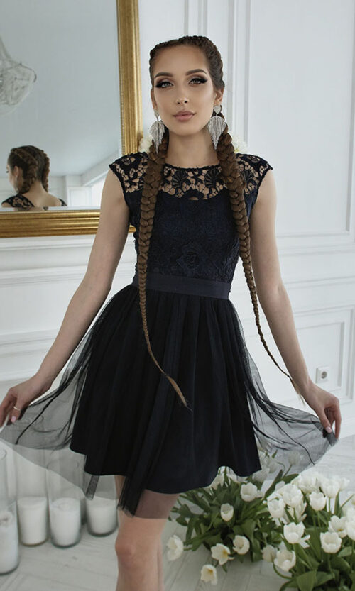 Синее Коктейльное Платье "Blue Fog" 22043