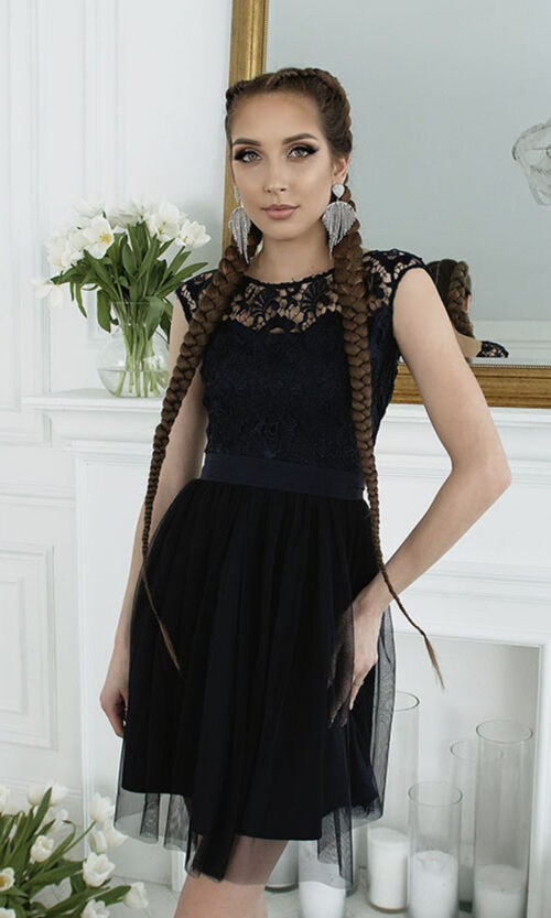 Синее Коктейльное Платье "Blue Fog" 22043