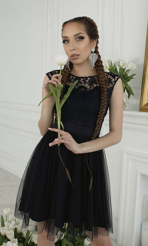 Синее Коктейльное Платье "Blue Fog" 22043