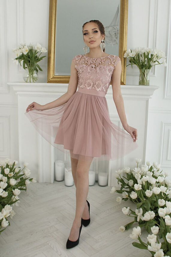 Коктейльна Сукня “Pink Fog” 22043 Рожева