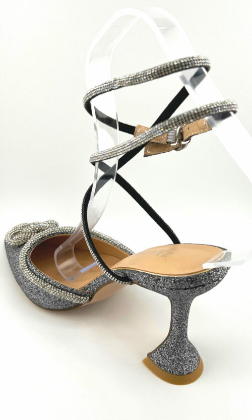 Графитовые Туфли Каблук "Серебряный Блеск" 23601