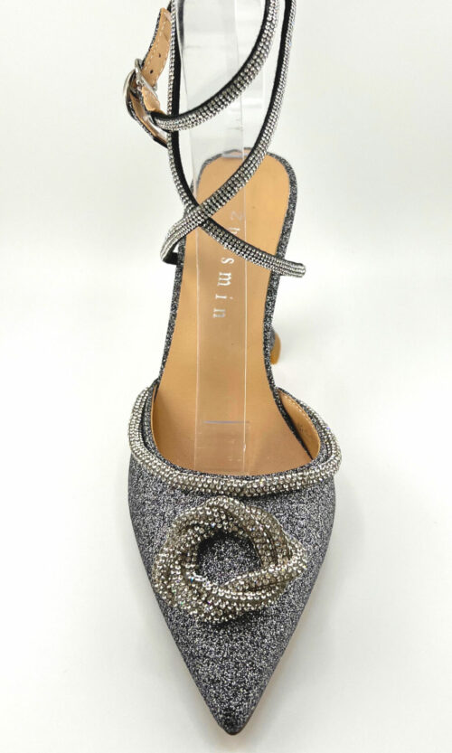 Графитовые Туфли Каблук "Серебряный Блеск" 23601