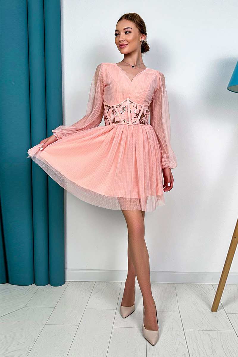 Коктейльне плаття 23035 Рожевий