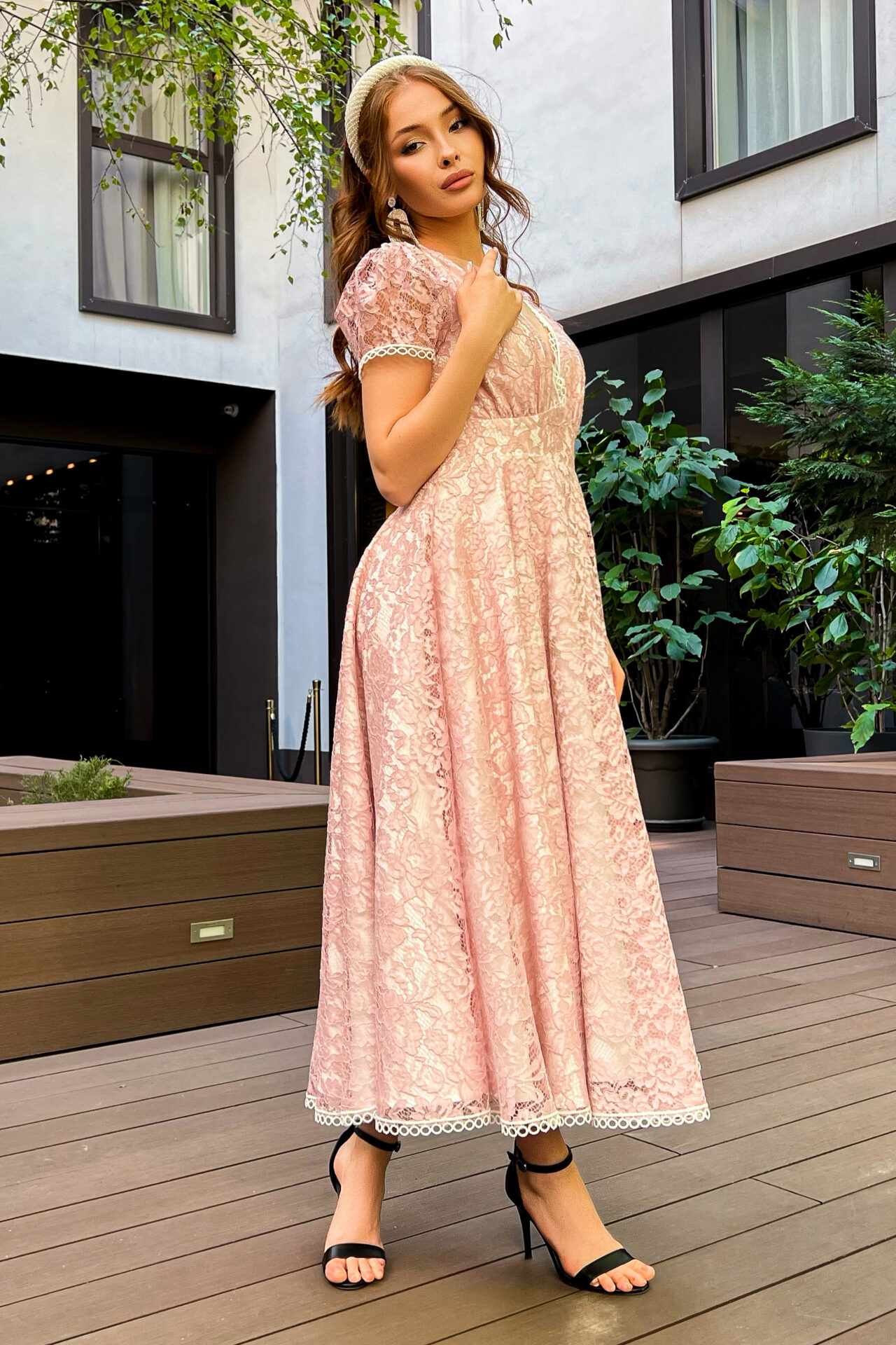 Коктейльное платье 23040 Розовый