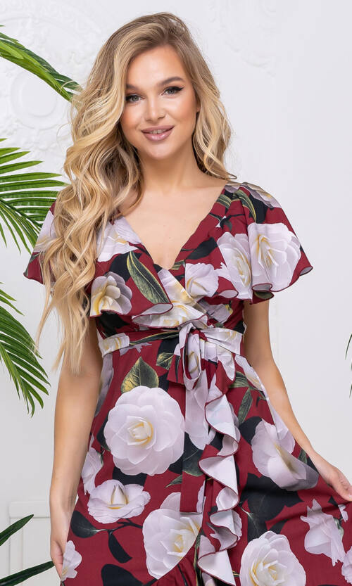 Літня Сукня Запах Софт 20093 Бордова