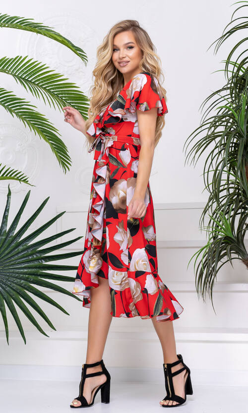 Літня Сукня Запах Софт 20093 Червона