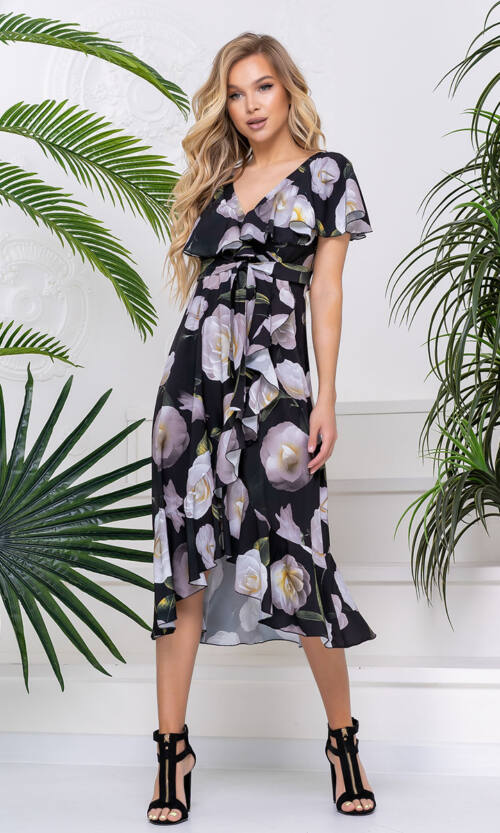 Літня Сукня Запах Софт 20093 Чорна