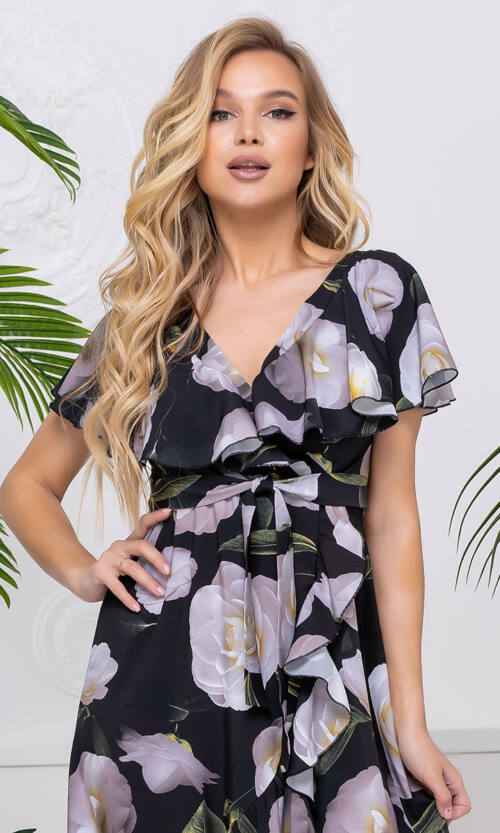 Літня Сукня Запах Софт 20093 Чорна