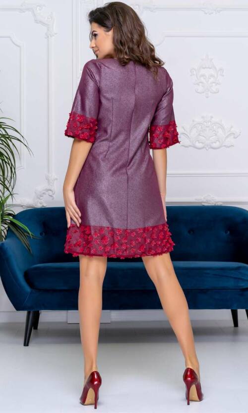 Коктейльна сукня футляр блиск 9175 Бордова