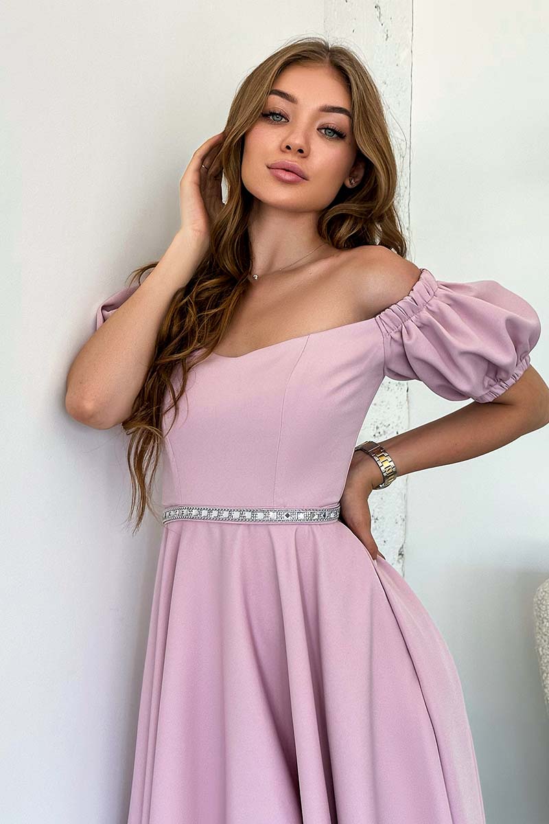Коктейльное платье 23043 Розовый