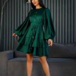 Коктейльна Сукня Бохо Волани 24085 Зелена