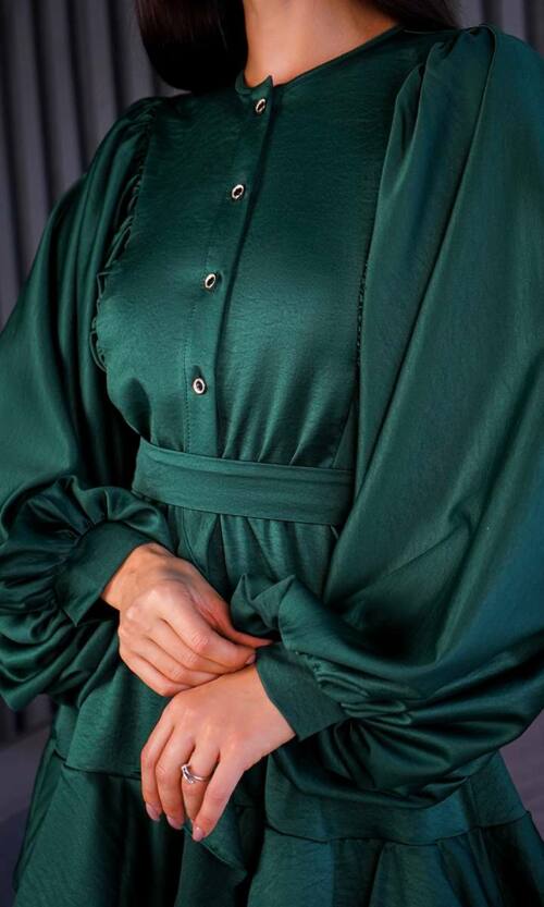 Коктейльна Сукня Бохо Волани 24085 Зелена