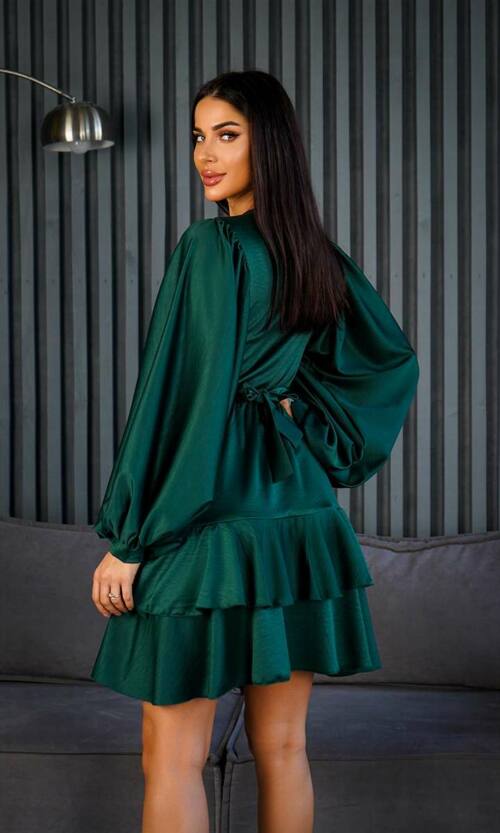 Коктейльна Сукня Бохо Волани 24085 Зелена