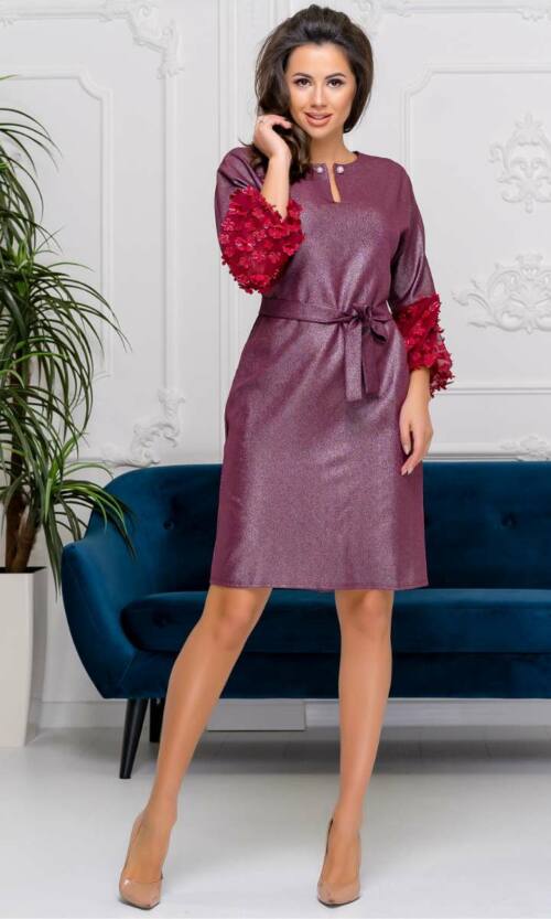 Коктейльна сукня трапеція блиск 9177 Бордова