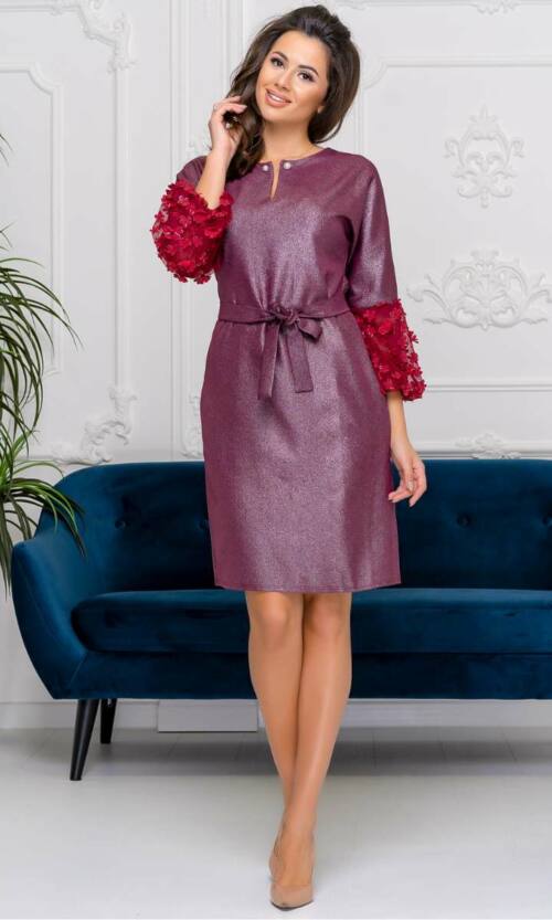 Коктейльна сукня трапеція блиск 9177 Бордова