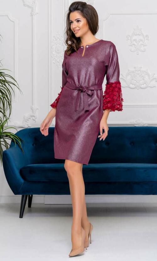 Коктейльна сукня трапеція блиск 9177 Бордова