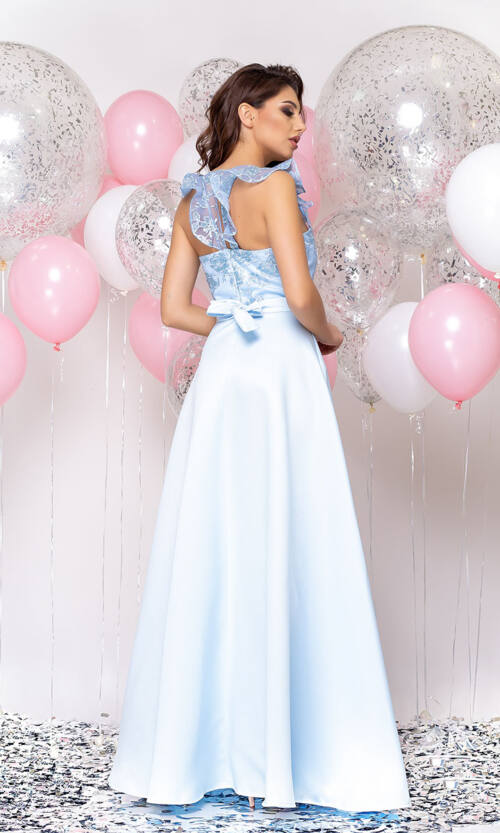 Вечернее платье Атлас Макси 20001 Голубое