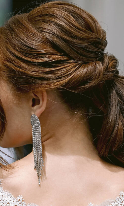 Сережки "Каскад Сяйва" Стрази 23515 Сріблясті