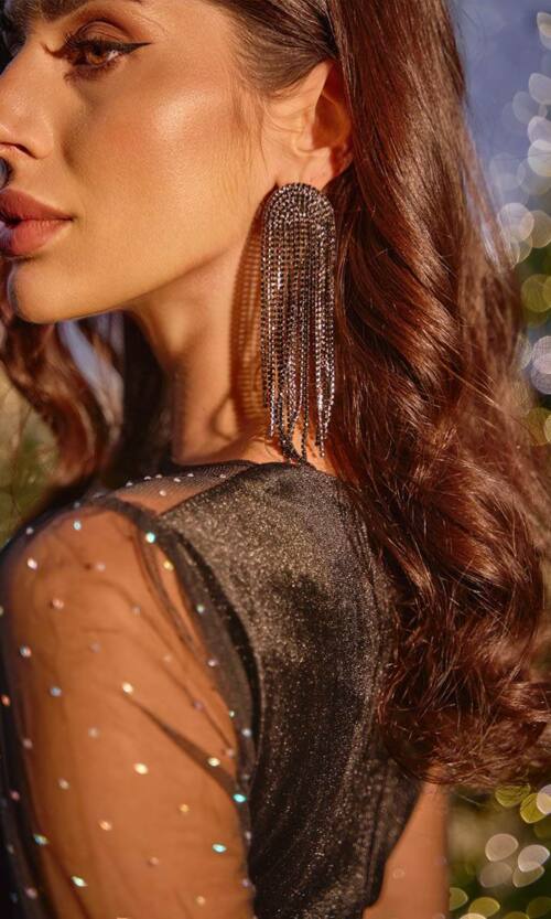 Сережки Пензля 'Нічна Феєрія' 23510 Чорні