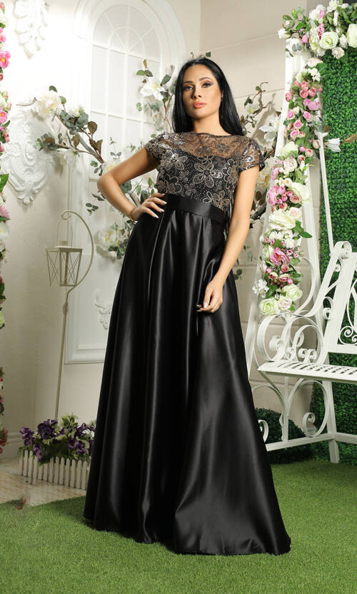 Вечірня сукня Атлас Паєтка 8052 Чорна