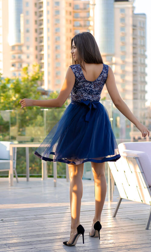 Коктейльна Сукня Elegant Lace 9128 Синя