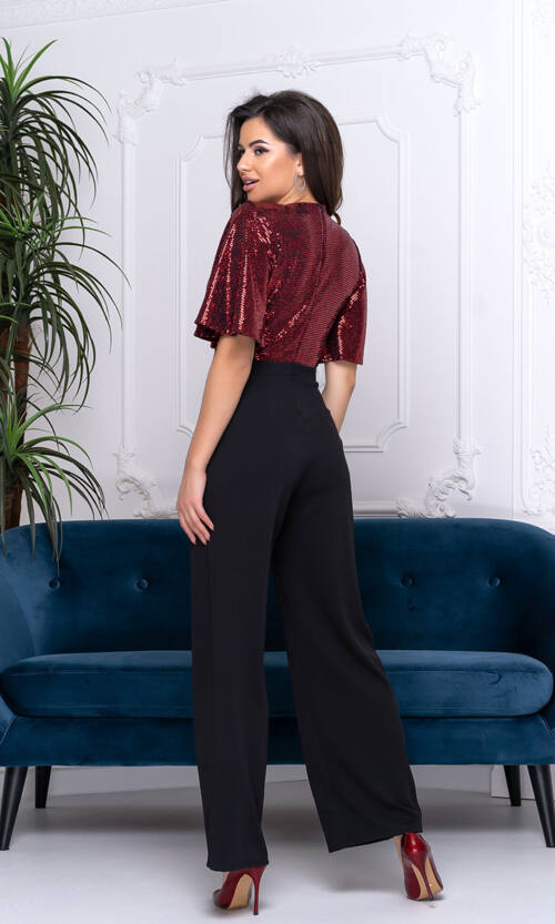 Комбинезон Нарядный Пайетка 9224 Черный Красный