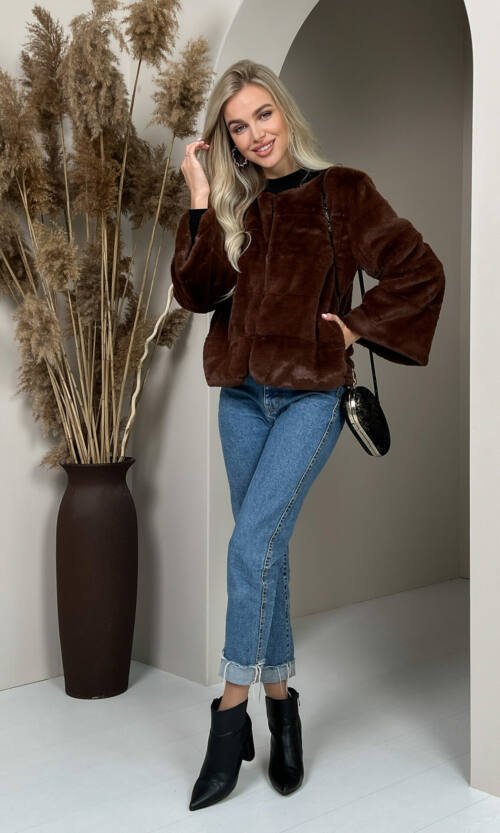 Елегантна Еко Шубка "Мороз" 20200 Шоколадна