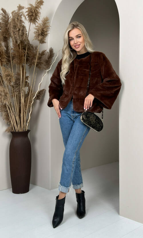 Елегантна Еко Шубка "Мороз" 20200 Шоколадна