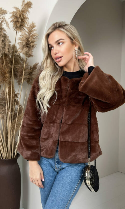 Елегантна Еко Шубка "Мороз" 20200 Шоколадна