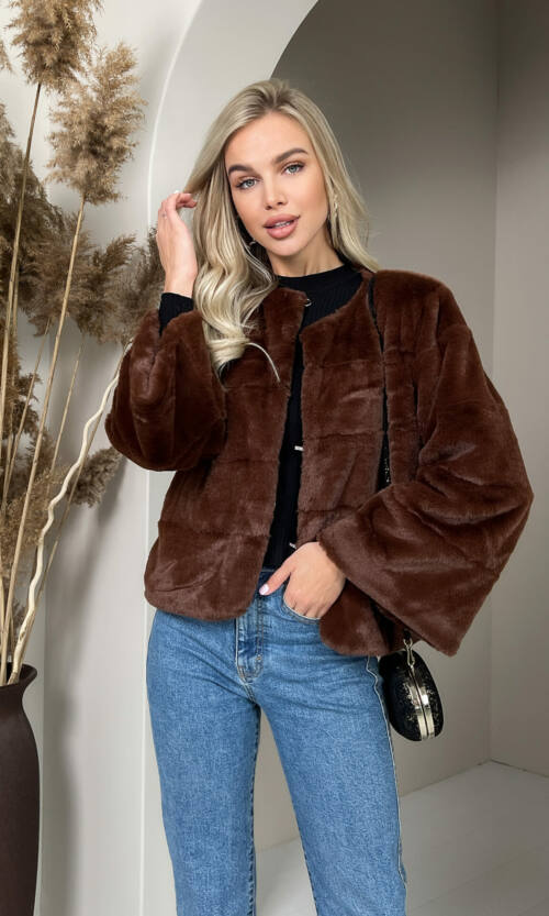 Елегантна Еко Шубка "Мороз" 20200 Шоколадна