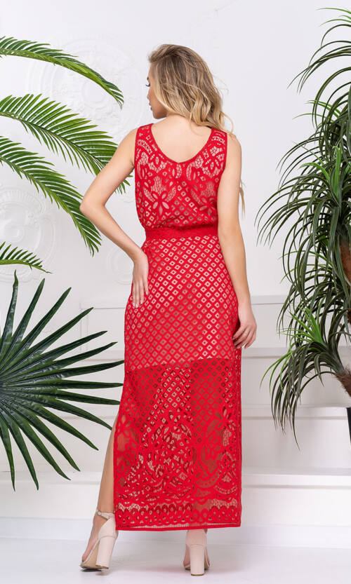 Літня Сукня Льон Органза 20091 Червона