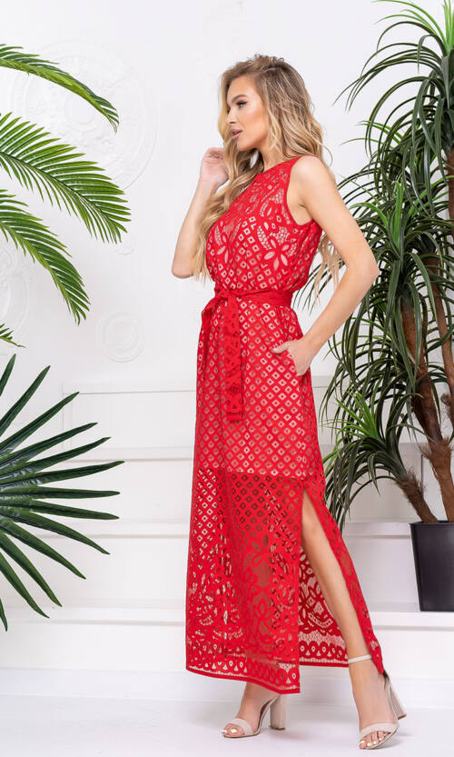 Літня Сукня Льон Органза 20091 Червона